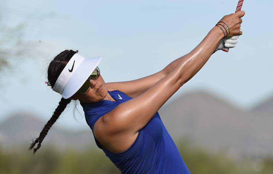 Michelle Wie impegnata nella Bank Of Hope Founders Cup di golf a Phoenix, Arizona. (Afp)